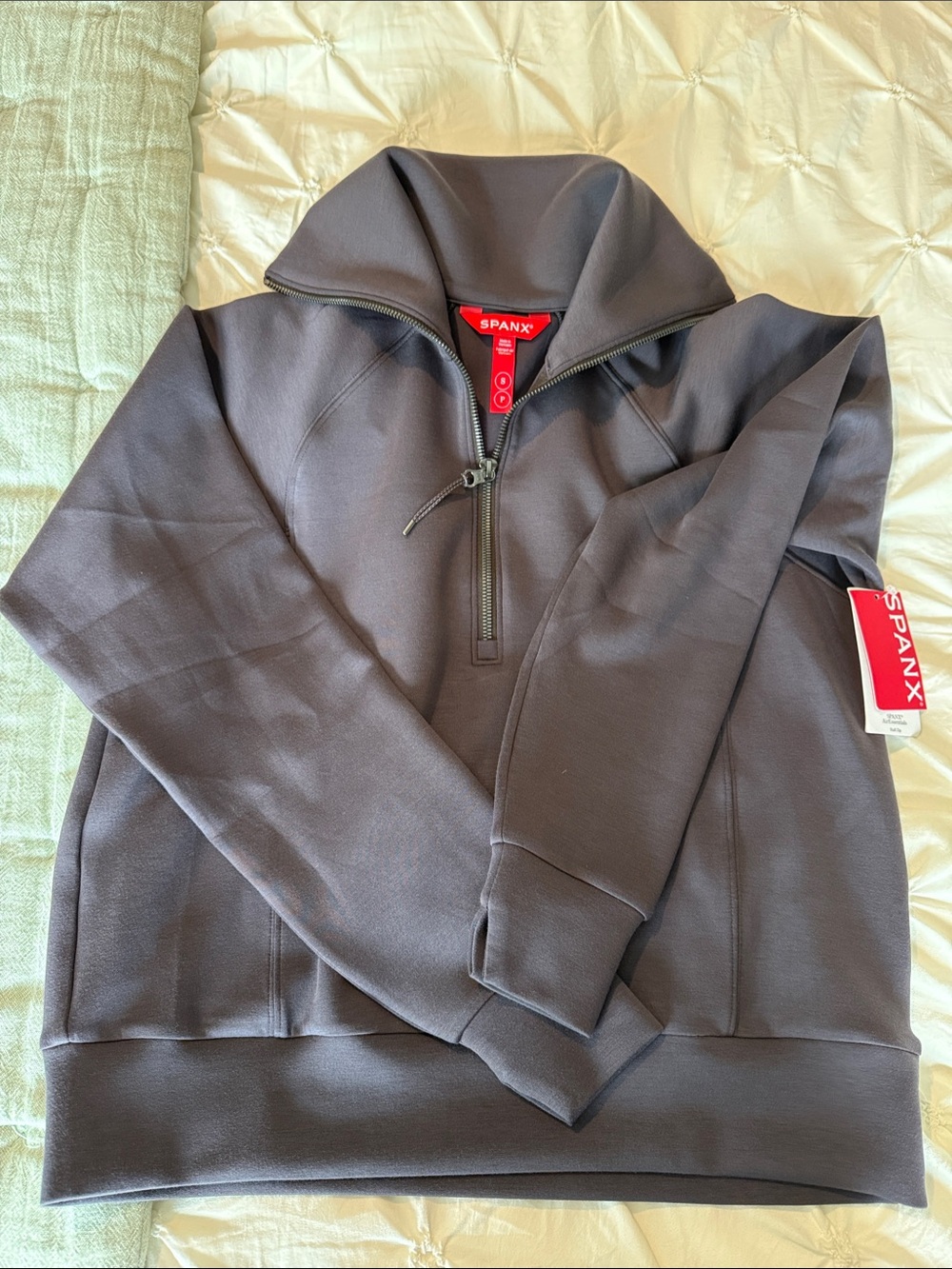 SPANX Gray Half-Zip Pullover Sweatshirt Air Essentials Small